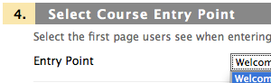 Styles page within Blackboard allowing you to change the Entry Page via dropdown menu.