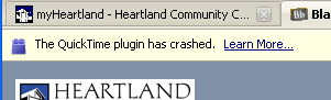 Error shown when QuickTime plugin crashes