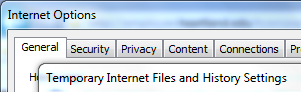 Image showing the caching settings in Internet Explorer