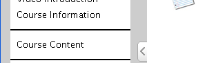 Image showing the left navigation expanded. The small tab with the arrow pointing left hides this left navigation from view.