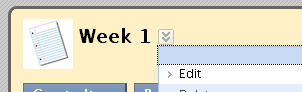 Example of a Content Area called Week 1 with the Edit menu item shown and selected.
