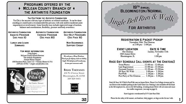 McLean County Branch Arthritis Foundation 2007 Jingle Bell Run Race Day Journal (PDF)