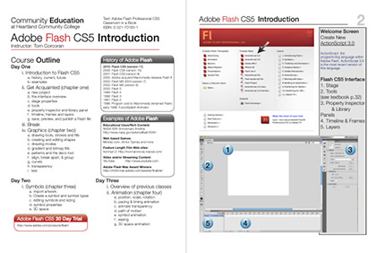 Heartland Community College Community Education Course: Adobe Flash CS5 Professional Introductory handout (PDF)