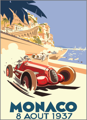 Monaco Auto Race Art Deco Poster Recreation