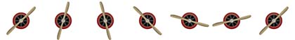 Spritemap image sample with 7 frames of the animated spritemap spinning rotary aircraft engine and wood propeller shown.