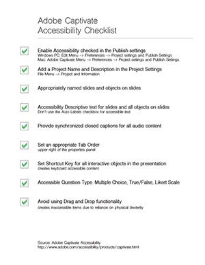 Adobe Captivate Accessibility Checklist (PDF)