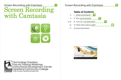 Heartland Community College Community Tech Tuesdays Workshop: Screen Recording with Camtasia Handout (PDF)