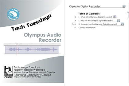 Heartland Community College Community Tech Tuesdays Workshop: Olympus Audio Recorder Handout (PDF)