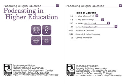 Heartland Community College Community Tech Tuesdays Workshop: Podcasting in Higher Education Handout (PDF)