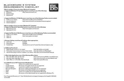 Blackboard 9 System Requirements Checklist Handout (PDF)
