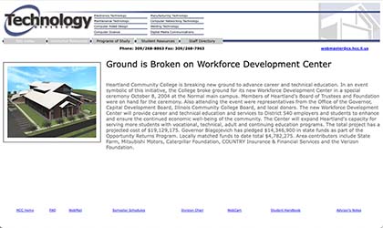 Heartland Community College Technology Division Website Design (2005)